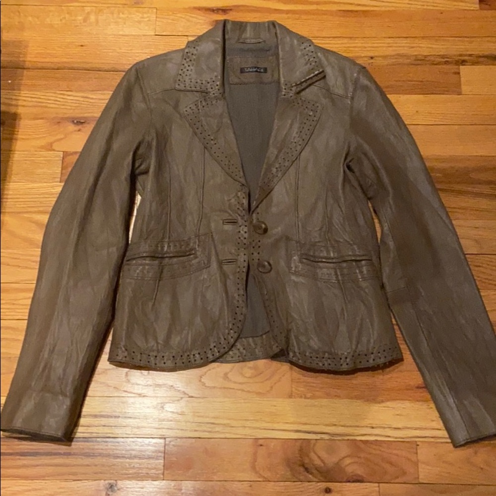 Leather Blazer / Jacket (Khaki) - S